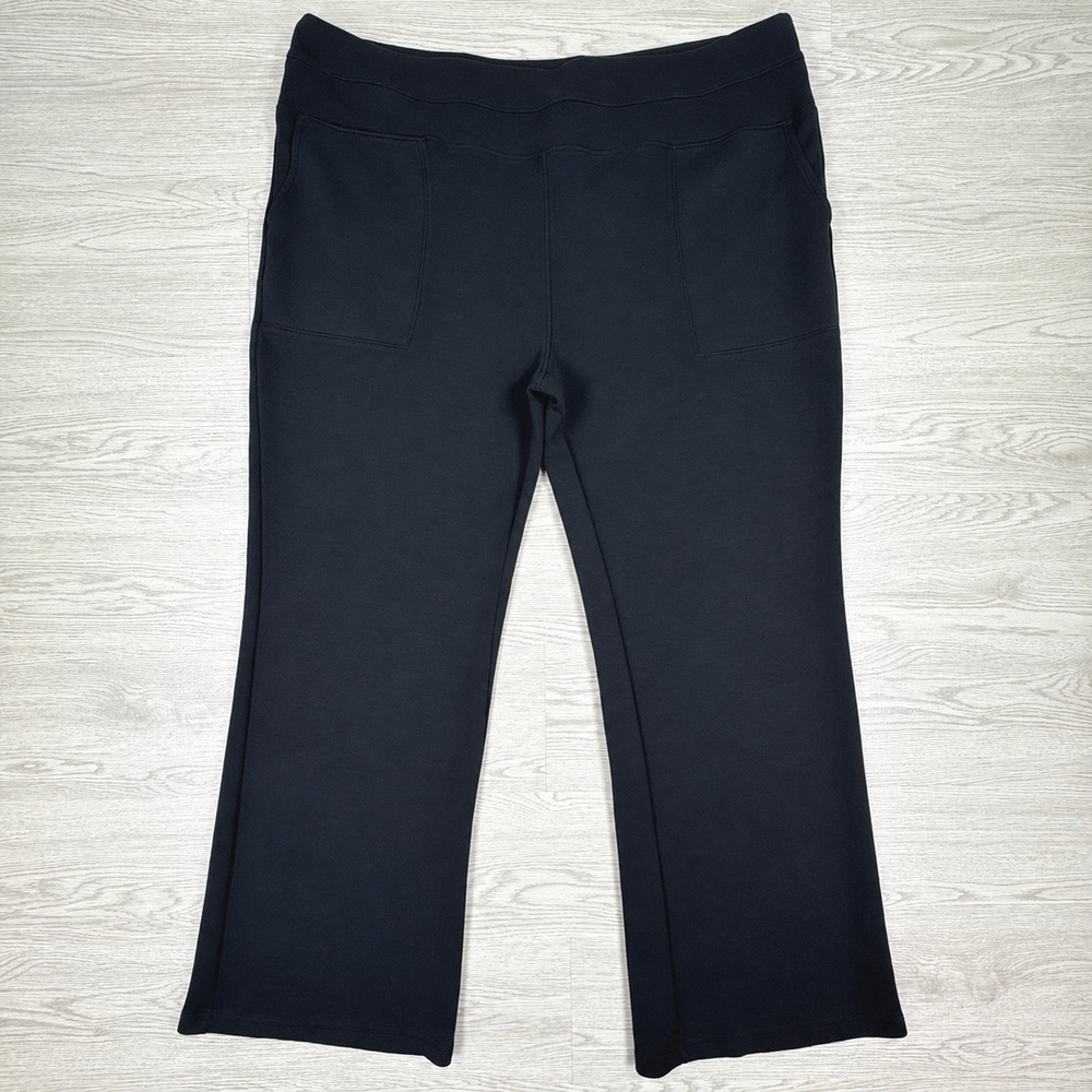 brisas Women's Pants Plus Size 2X Black Wide Leg Stretch Yoga Lounge Comfort